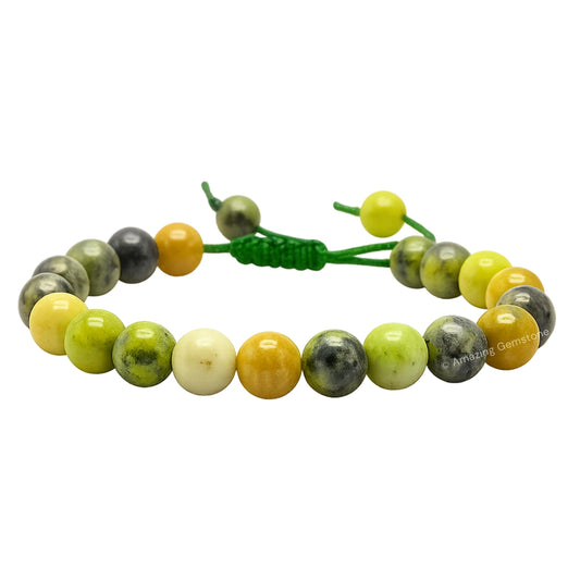 Amazing Gemstone Chrysoprase Bracelet, Gifts For Men & Women - Protection Healing Crystal Bracelet - 8mm Gemstone Beaded Adjustable Bracelet, Pulseras Para Hombres Mujer Stocking Stuffers