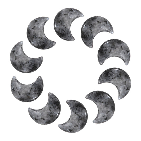 MECCANIXITY 10 Pcs Moon Crystal Worry Stone, 1.2 Inch Length Natural Labradorite Moon Gemstone Bulk, Carved Pocket Stones for Meditation Balancing Pendant Decor