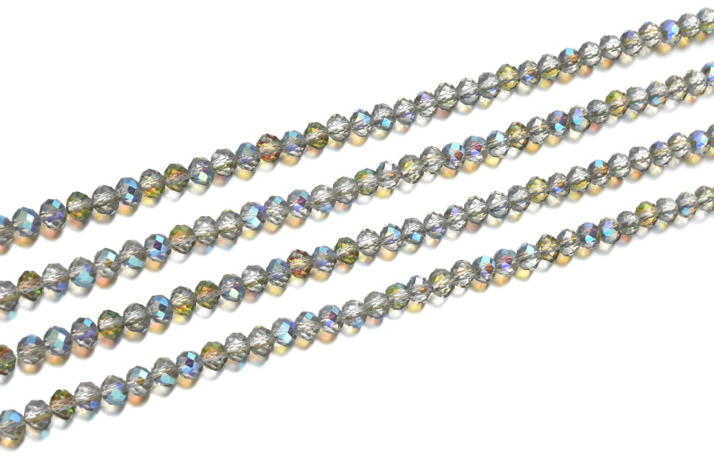 500pcs Czech Faceted Rondelle Crystal Glass Loose Beads 4mm Small Tiny Spacer Bulk Green Red Shimmer for DIY Craft Jewelry Making CCR437