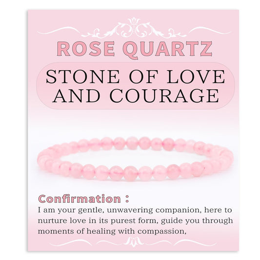 Bymitel 4mm Pink Quartz - Handmade Reiki Gemstone Stretch Bracelet, Natural Beauty & Spiritual Essence, Crystal Healing for Unisex Adults