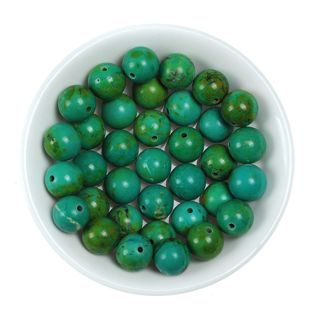 Natural Stone Beads 10mm Green Turquoise Gemstone Round Loose Beads Crystal Energy Stone Healing Power for Jewelry Making DIY,1 Strand 15"
