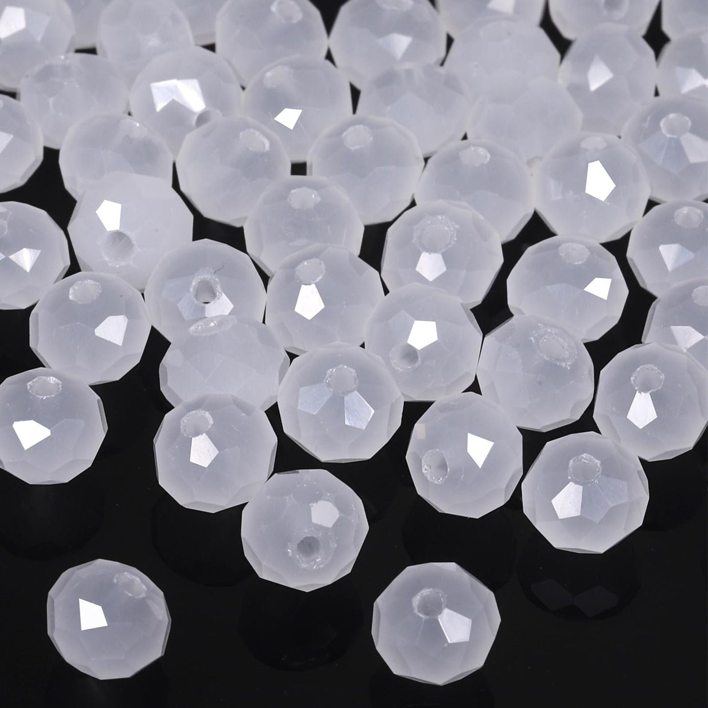 NITOPUPU 500pcs 6mm Crystal Glass Beads for Jewelry Making Faceted Rondelle Flat Porcelain Beads for Bracelets Necklace Earrings DIY Crafts (White Porcelain Bead)