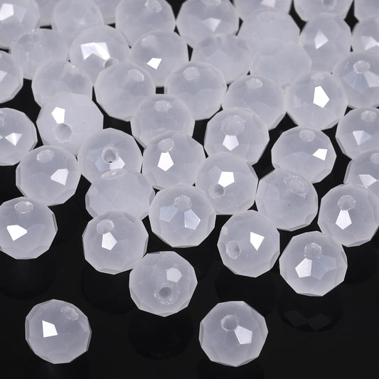 NITOPUPU 500pcs 6mm Crystal Glass Beads for Jewelry Making Faceted Rondelle Flat Porcelain Beads for Bracelets Necklace Earrings DIY Crafts (White Porcelain Bead)