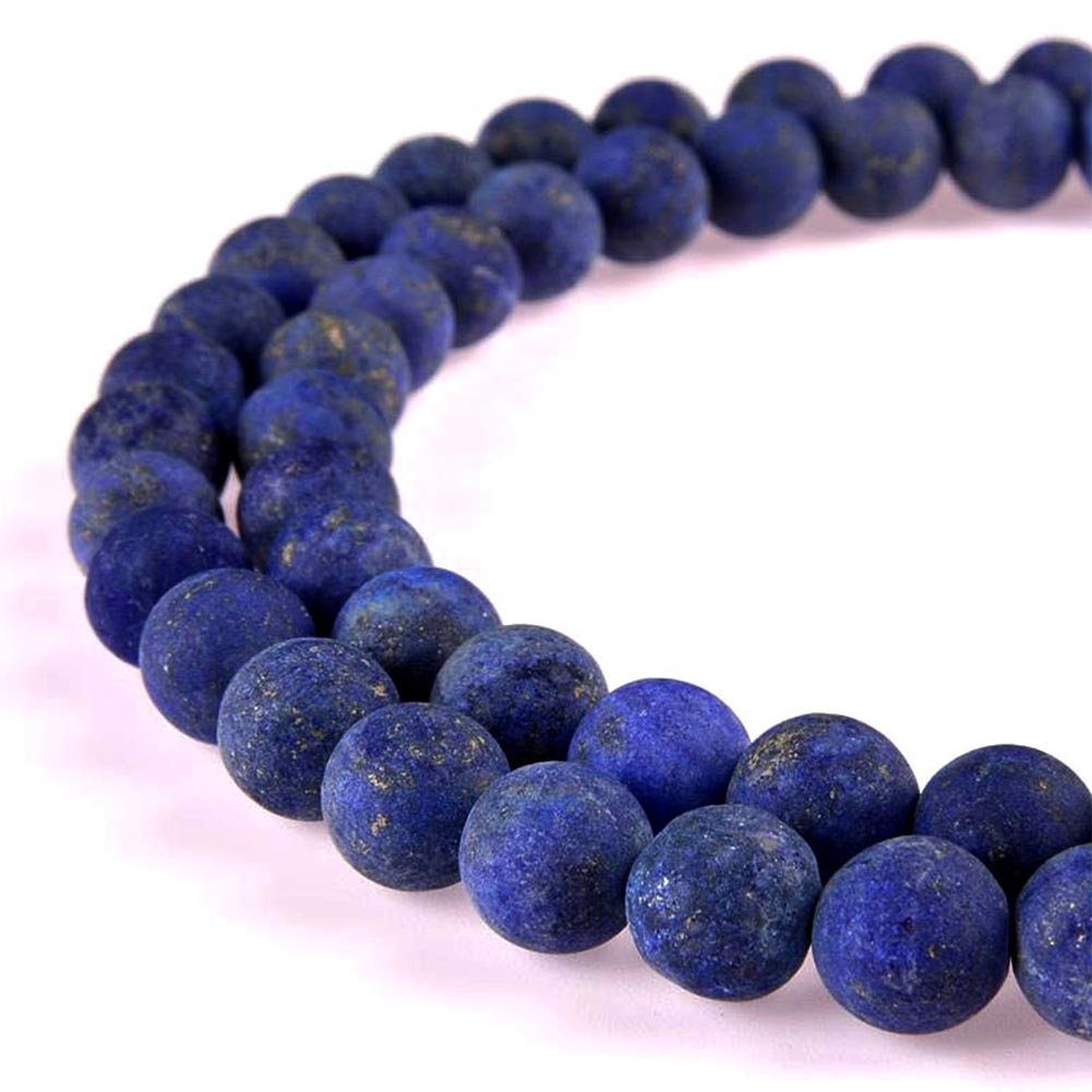 PLTbeads Natural Gemstone Loose Beads Matte Approxi 15.5 inch DIY Bracelet Necklace for Jewelry Making (8mm, Matte Lapis Lazuli)