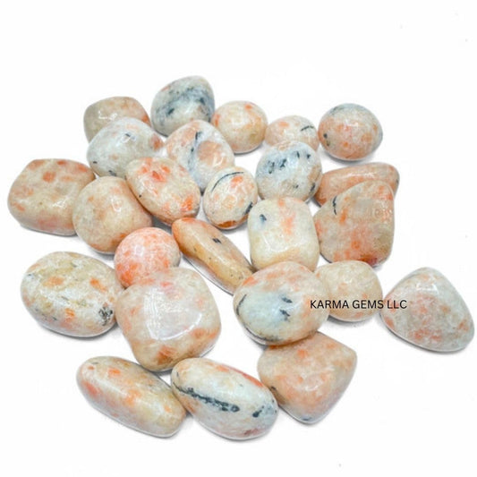 Karma Gems 1lb Sunstone Tumbled Stones - Polished Stones for Positive Energy - Crystal Kit for Fresh Mind & Restful Sleep - Healing Stone for Chakra Balancing - Ideal for Gift & Home Decor (15-25 Mm)