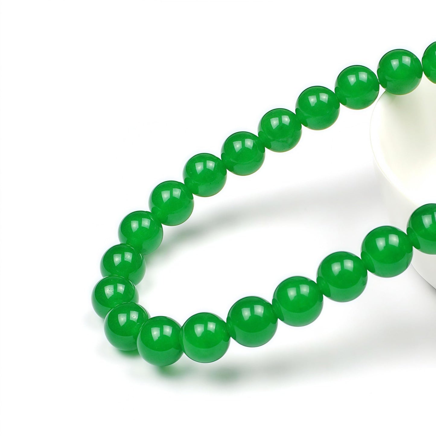 MJDCB Natural Green Jade Round Loose Beads for Jewelry Making DIY Bracelet Necklace (12mm)