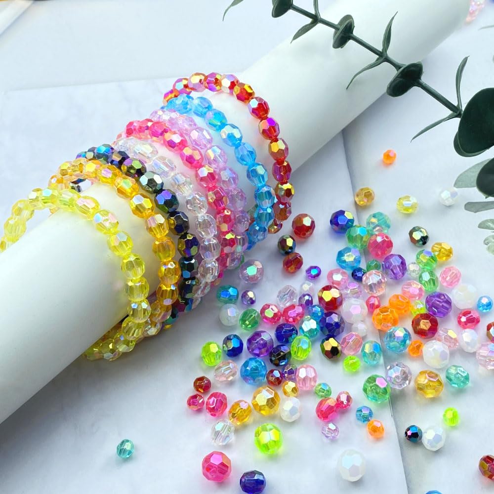 Tingoons 200 PCS 10mm Acrylic Faceted Spacer Beads AB Color Glossy Round Loose Beads for Jewelry Making Bracelet Necklace Earring Ornament Wind Chimes Key Chains(Deep Purple AB)