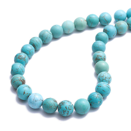 BEADIA Natural Blue Turquoise Stone Round Loose Semi Gemstone Beads for Jewelry Making 4MM 89PCS