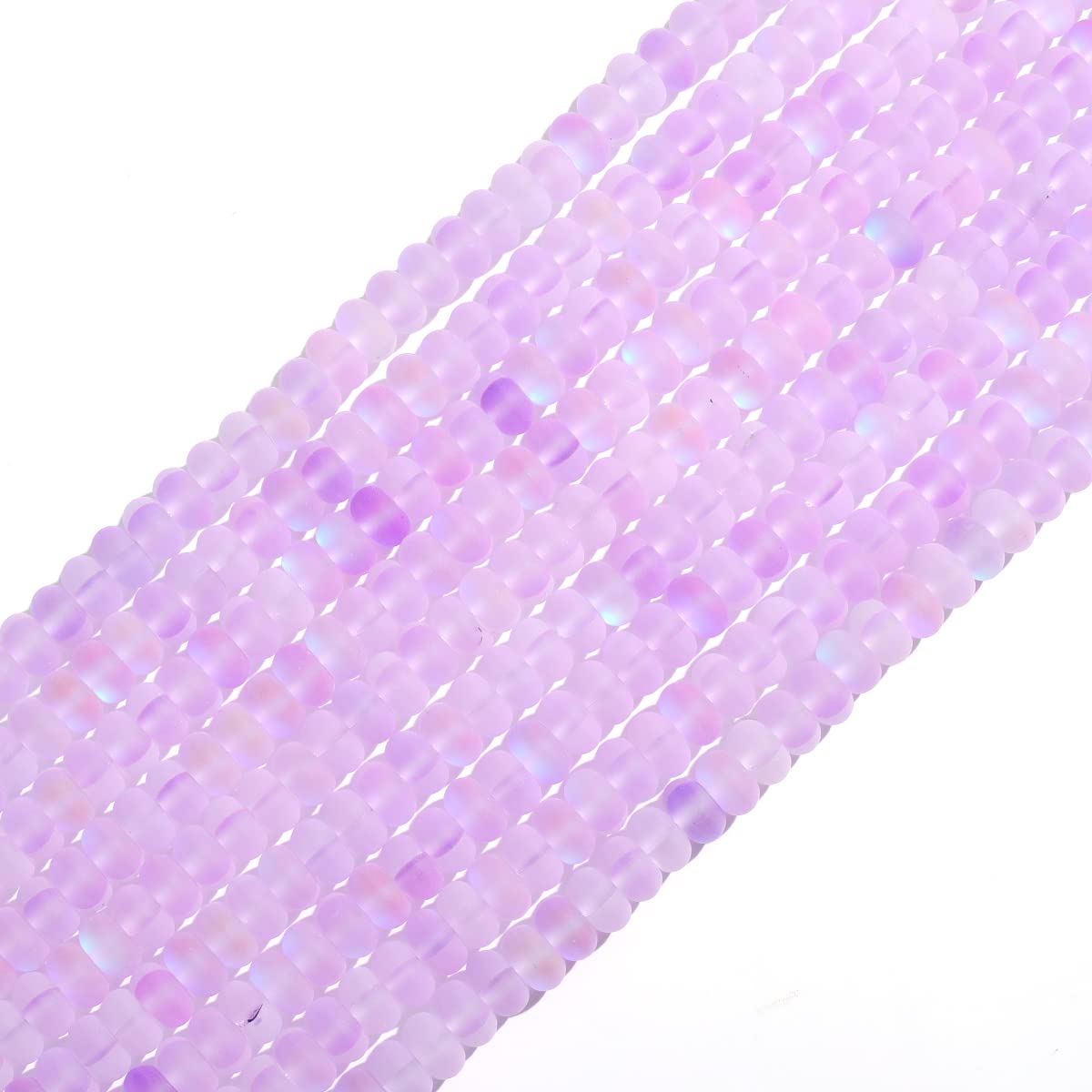 4x6mm Violet Matte Aurora Crystal Glass Beads Loose Rondelle Disc Beads Frosted Moonstone for Jewelry Making