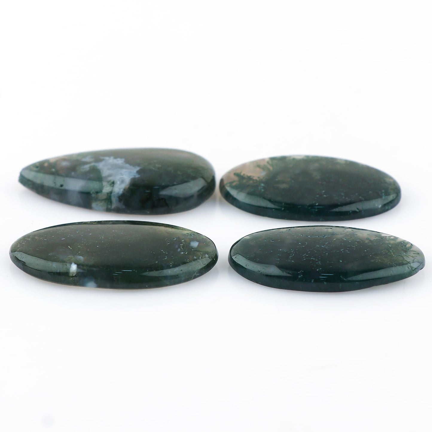 CRYSTALIS 4pcs, 25-30mm Natural Moss Agate Loose Gemstone Wholesale Bulk Cabochons Jewelry Making Supply, Chakra & Healing Polished Stones, Wire Wrapping, DIY, Gem Collection [AA+]
