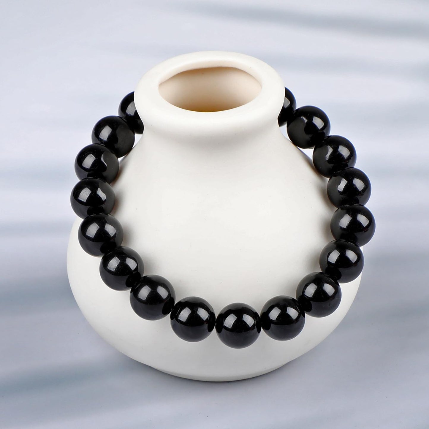 LPBeads Handmade Natural Gemstone Stretch Elastic 10mm Black Tourmaline Bracelet Healing Crystal Round Stone Beads Jewelry Gifts for Women Men