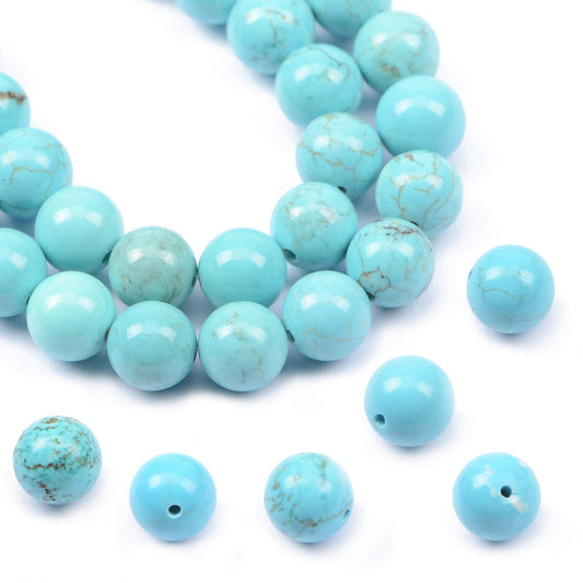 AD Beads Natural Gemstone Round Loose Beads 15" for Bracelet Necklace Earrings Jwelery Making Crafts DIY (10mm, Blue Turquoise)