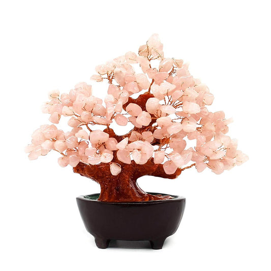 Colorsheng 7 Inch Quartz Crystal Money Tree Bonsai Feng Shui Gem Decoration for Wealth and Luck (Pink)