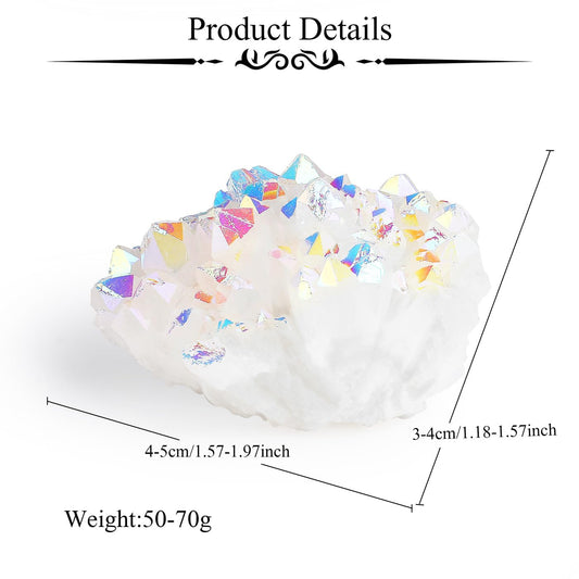 ZHIYUXI Angel Aura Quartz Cluster Angelite Crystal Cluster Geode Pretty Rock Gemstones Natural Raw Stone Energy Balance Reiki Wicca Room Decor 1Pc 50-70g