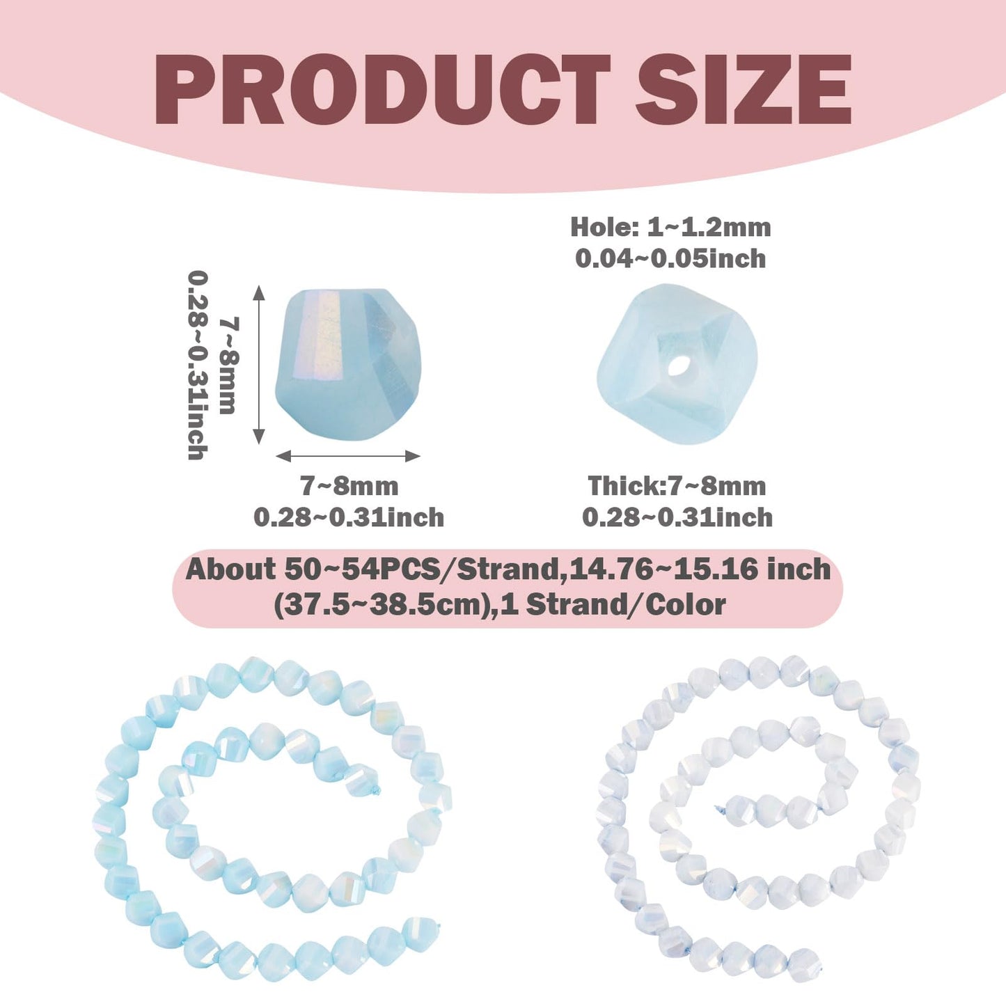 Elecrelive 100Pcs Blue Faceted Glass Beads Twist Crystal Beads Two Tone Imitation Jade Gems for Bracelet Necklace Jewelry Making