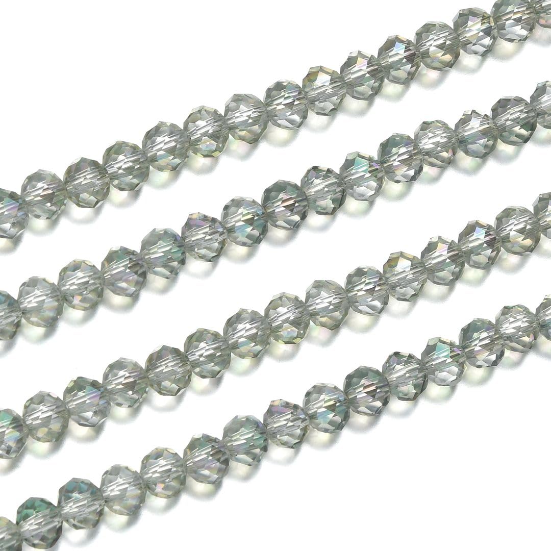 1000pcs Czech Faceted Rondelle Crystal Glass Loose Beads 6mm Spacer Bulk Light Green Shimmer for DIY Craft Jewelry Making CCR640