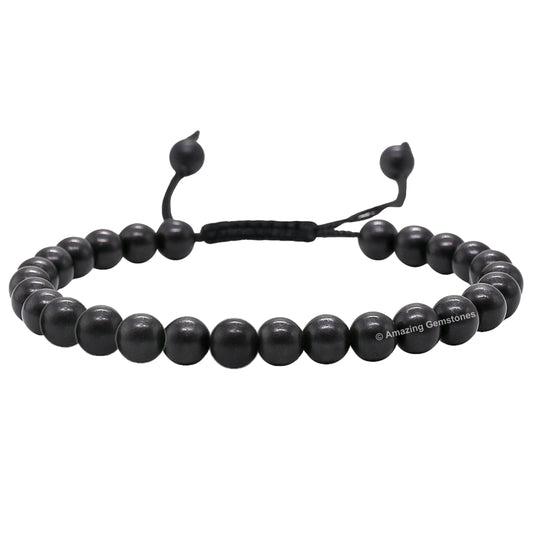Amazing Gemstone Shungite Bracelet, Gifts For Men & Women - Protection Healing Crystal Bracelet - 6mm Gemstone Beaded Adjustable Bracelet, Pulseras Para Hombres Mujer Stocking Stuffers