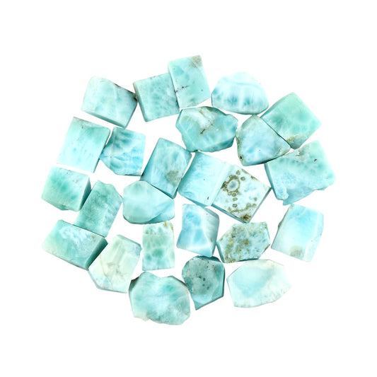 CRYSTALIS Wholesale 25pcs Natural Sea Blue Raw Larimar Pectolite, Loose Gemstone Bulk Rough Jewelry Making Supply, Chakra & Healing Raw Stones, Wire Wrapping, DIY, Gem Collection, 7-10mm