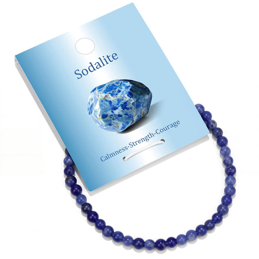 Vinswet Healing Crystal Bracelets for Women Men 4mm Sodalite Natural Stone Beaded Stretch Bracelet Handmade Gemstone Reiki Spiritual Jewelry Gifts