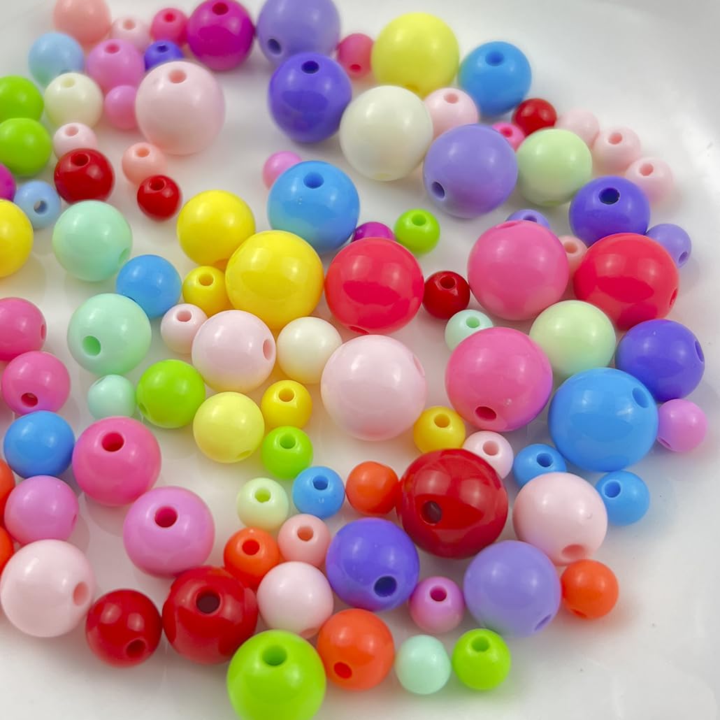 Mulutoo 400Pieces 8MM Acrylic Round Beads Round Acrylic Balls Chunky Beads Smooth Spacer Plastic Pastel Beads Craft Beads for Necklace and Bracelet Making Crafting Supplies(198-forest Green)