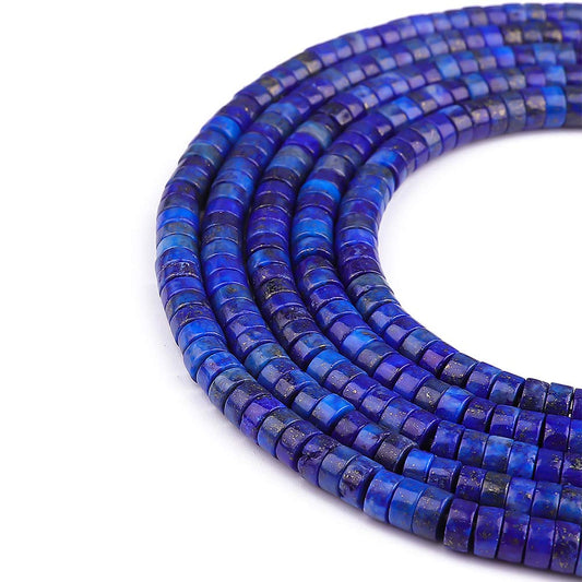 BEADIA Natural Lapis Lazuli Spacer Beads Caps Loose Semi Gemstone for Beading Jewelry Making 6mmx3mm 38cm
