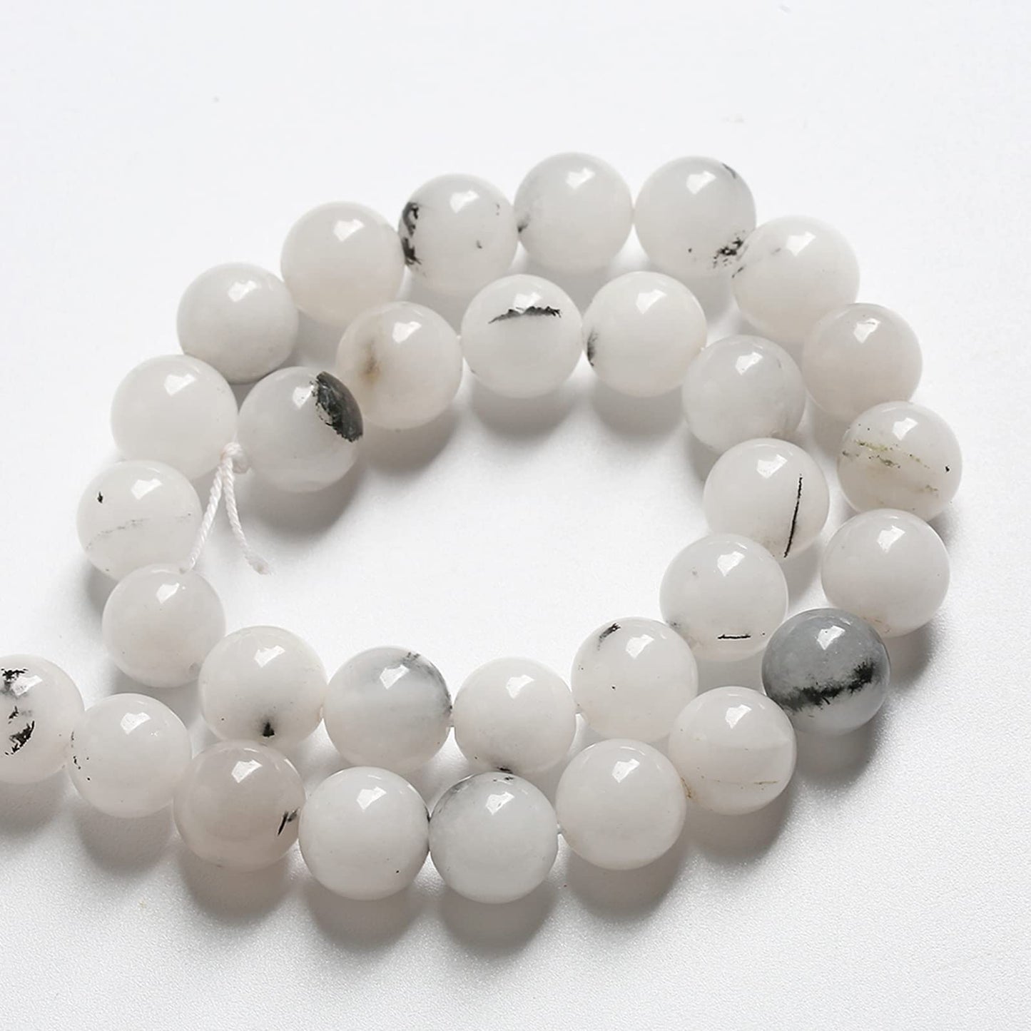 10MM 38PCS Natural Stone Ink Spots Jade Loose Beads for Jewelry Making DIY Bracelet Necklace