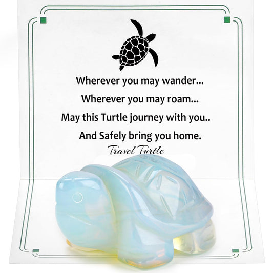 DUQGUHO 2" Travel Turtle Gift Decor Crystals Figurines Opal Crystal Best Turtles Travels Gifts for Women Traveling Travelers Cute Decorations