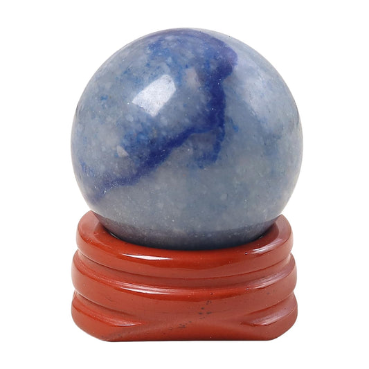 Casaper Natural Blue Aventurine Ball with Red Jasper Stand, Healing Crystal Sphere for Home Fengshui Yoga Meditation, Reiki Energy Balancing 1.18”(30mm)