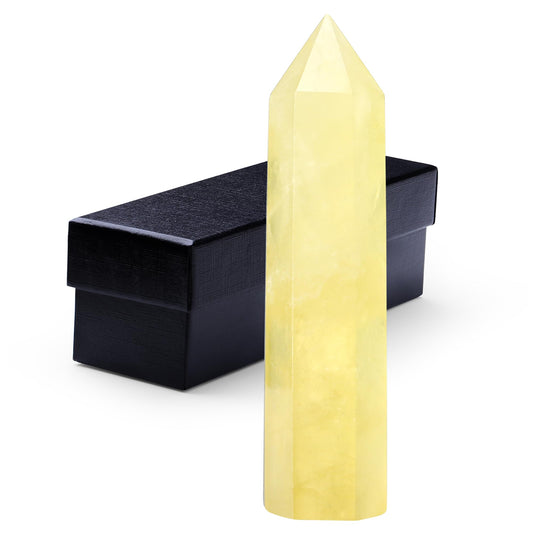 ZHIYUXI3.7-4" Citrine Crystal Yellow Crystal Wand Hexagonal Pointed Gemstones Healing Crystals Tower Stone 1 Pc Large Crystals Reiki Energy Balancing Meditation Therapy Decoration Gifts
