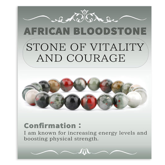 Bymitel 8mm African Bloodstone - Handmade Reiki Gemstone Stretch Bracelet, Natural Beauty & Spiritual Essence, Crystal Healing for Unisex Adults