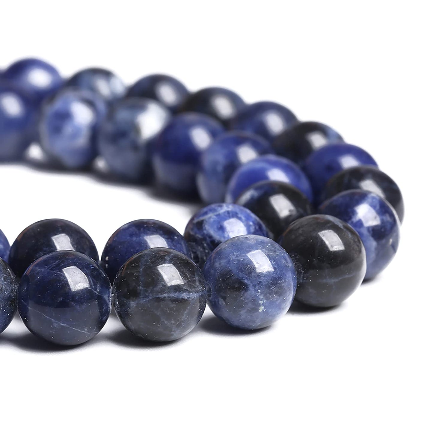 10MM 36PCS Natural Stone Deep Blue Sodalite Loose Beads for Jewelry Making DIY Bracelet Necklace