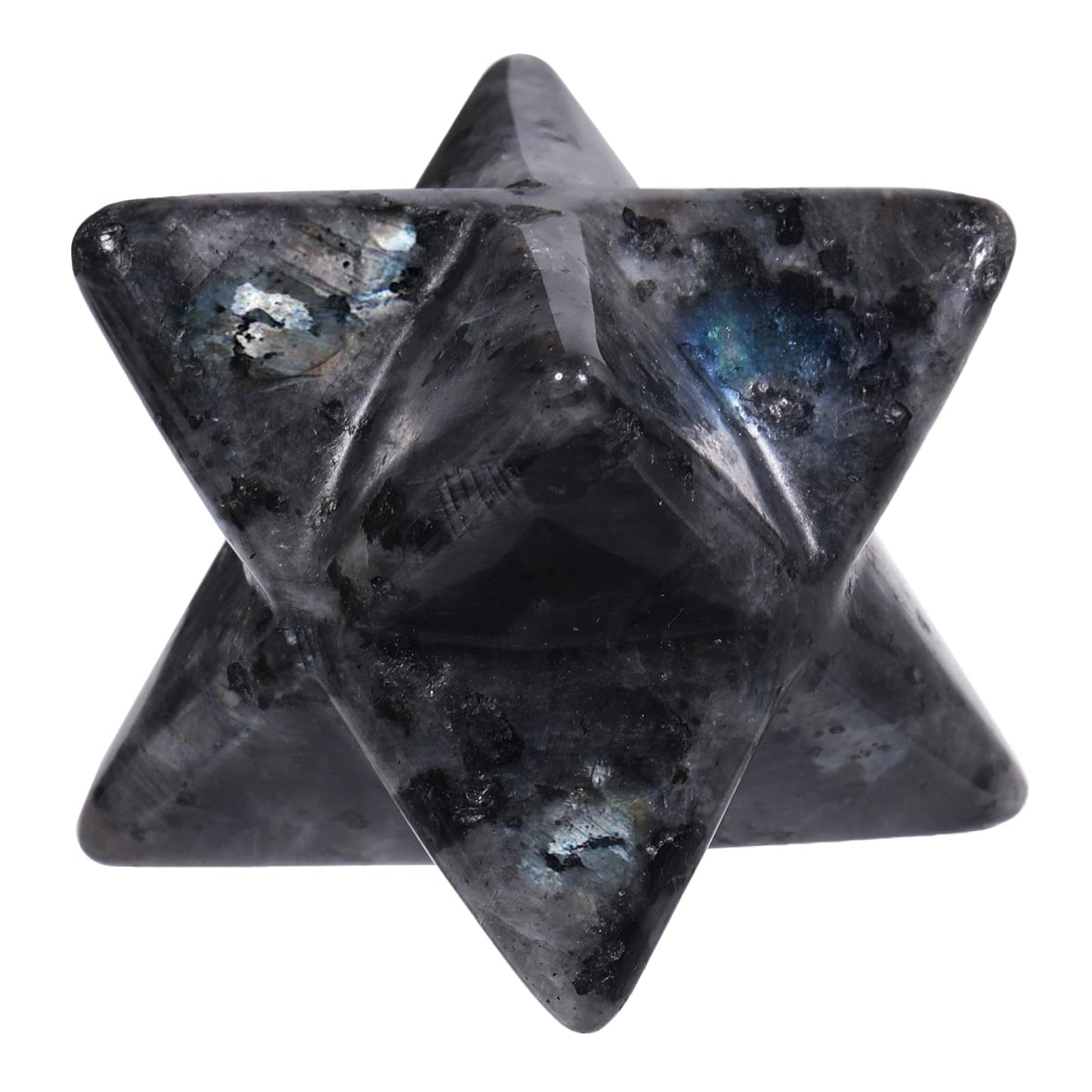 Loveliome Natural Labradorite Merkaba Crystal Protection Sacred Meditation Energy Generator Healing Chakra Six-Pointed Star 1 Inch