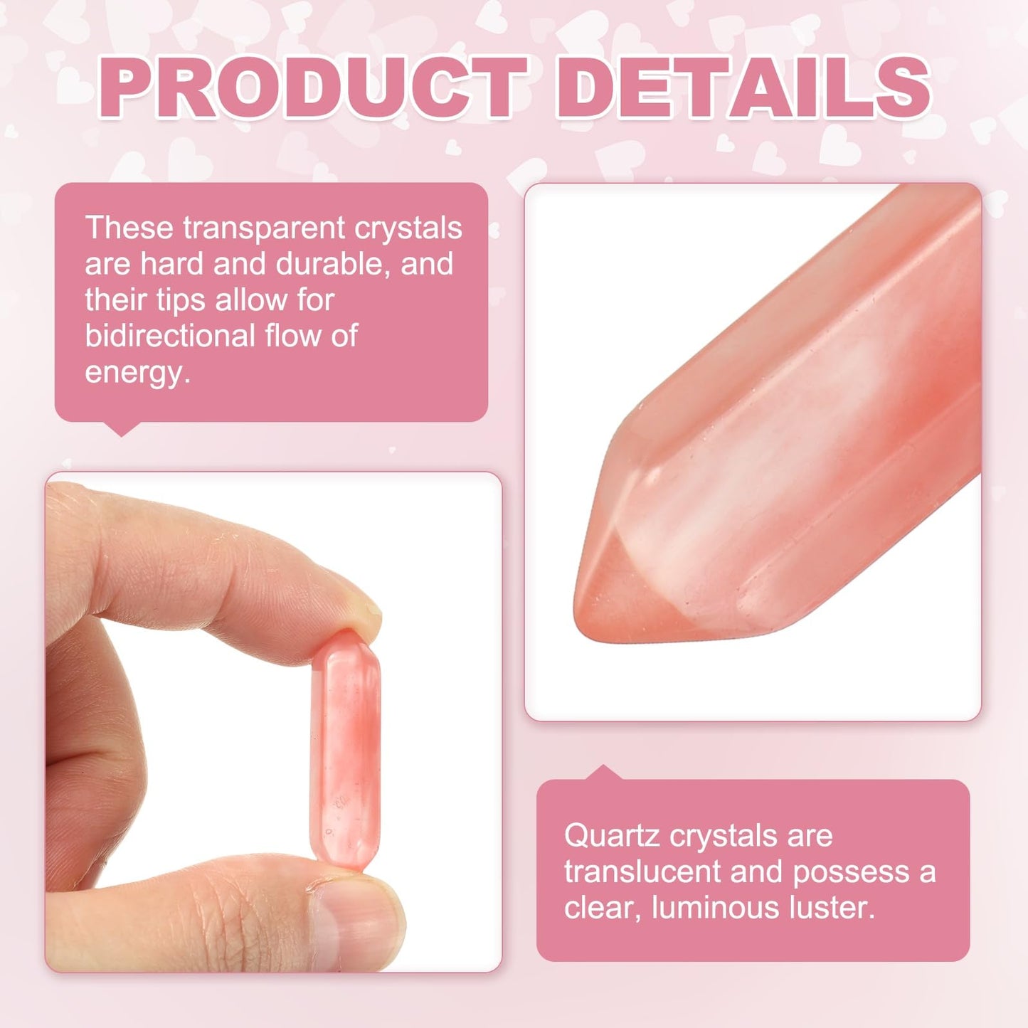 MECCANIXITY 10 Pack Pink Carnelian Agate Quartz Crystals, Polished Crystals Bulk Hexagonal Shaped Meditation Gemstone for Jewelry Making Energy Balance Accessories Gifts
