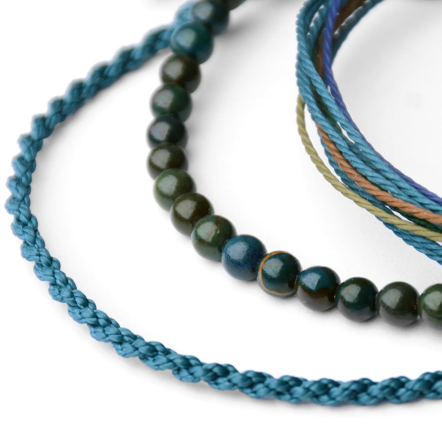 Handmade Natural Stone Beaded Healing Bracelet Gift for Men Adjustable Rope String Bracelet (Peacock Jasper, Adjustable)
