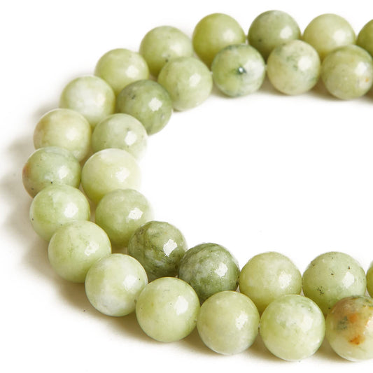 60pcs 6mm Chinese Jade Beads Natural Gemstone Beads Round Loose Beads for Jewelry Making