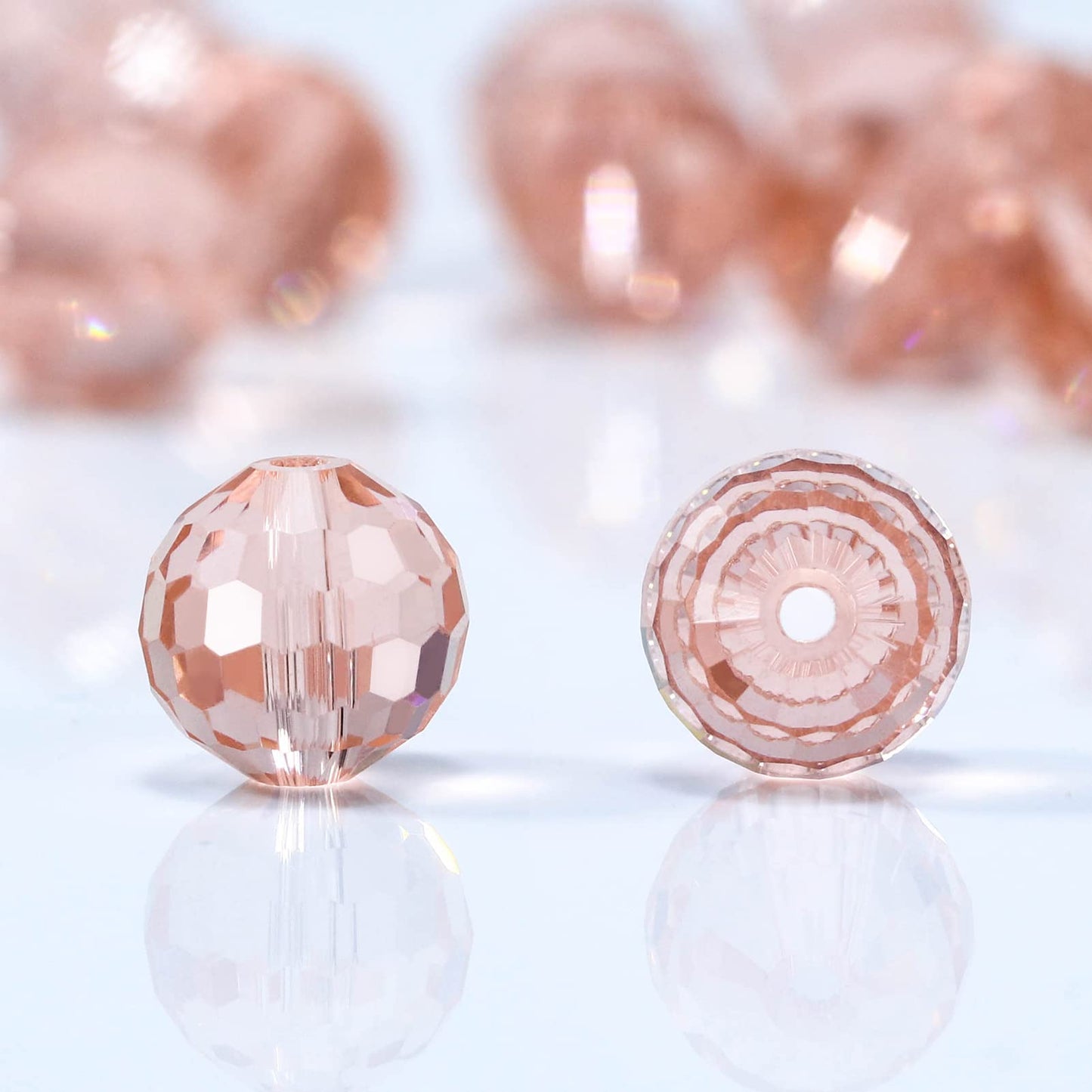 Dowarm 150PCS 6MM Round Crystal Glass Beads for Jewelry Making, Vintage Rose Faceted Rondelle Spacer Beads for Crafts, Bracelet, Wind Chimes, Suncatcher - #5003 Crystal Loose Gemstones