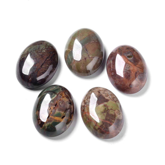 Fashewelry 20Pcs Natural Oval Scenery Agate Flat back Gemstone Cabochons 25x18mm Healing Chakra Crystal Stone Bead Cab Covers No Hole for Jewelry Craft Making