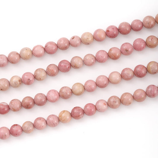8mm 45pcs DIY Natural Rhodochrosite Stone Beads Round Healing Crystal Gemstone Loose Beads for Jewelry Making Handmade Bracelet Necklace
