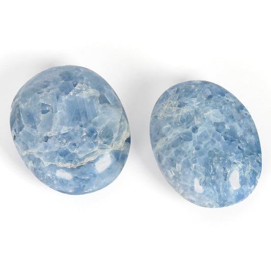 Celestite Palm Stone-2 Pc Celestite Pocket Energy Stones, Smooth Healing Crystal Worry Stone