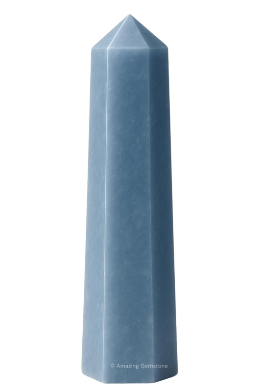 Amazing Gemstone Angelite Crystal Towers ~ Natural Healing Crystal Point Obelisk for Reiki Healing and Crystal Grid (3" to 4" INCH)