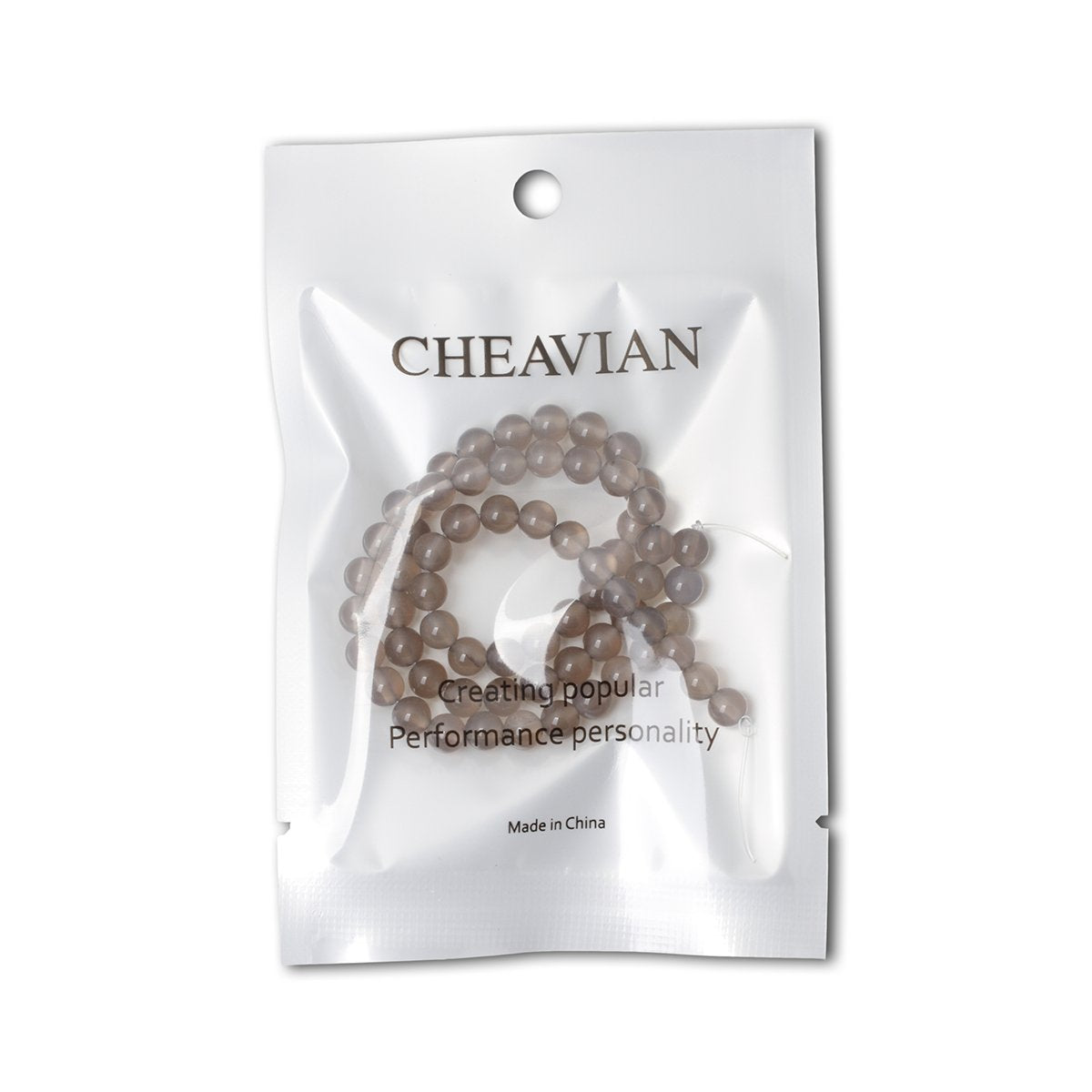 CHEAVIAN 60PCS 6mm Smooth Surface Grey Agate Round Loose Beads Energy Stone for Jewelry Making 1 Strand 15"