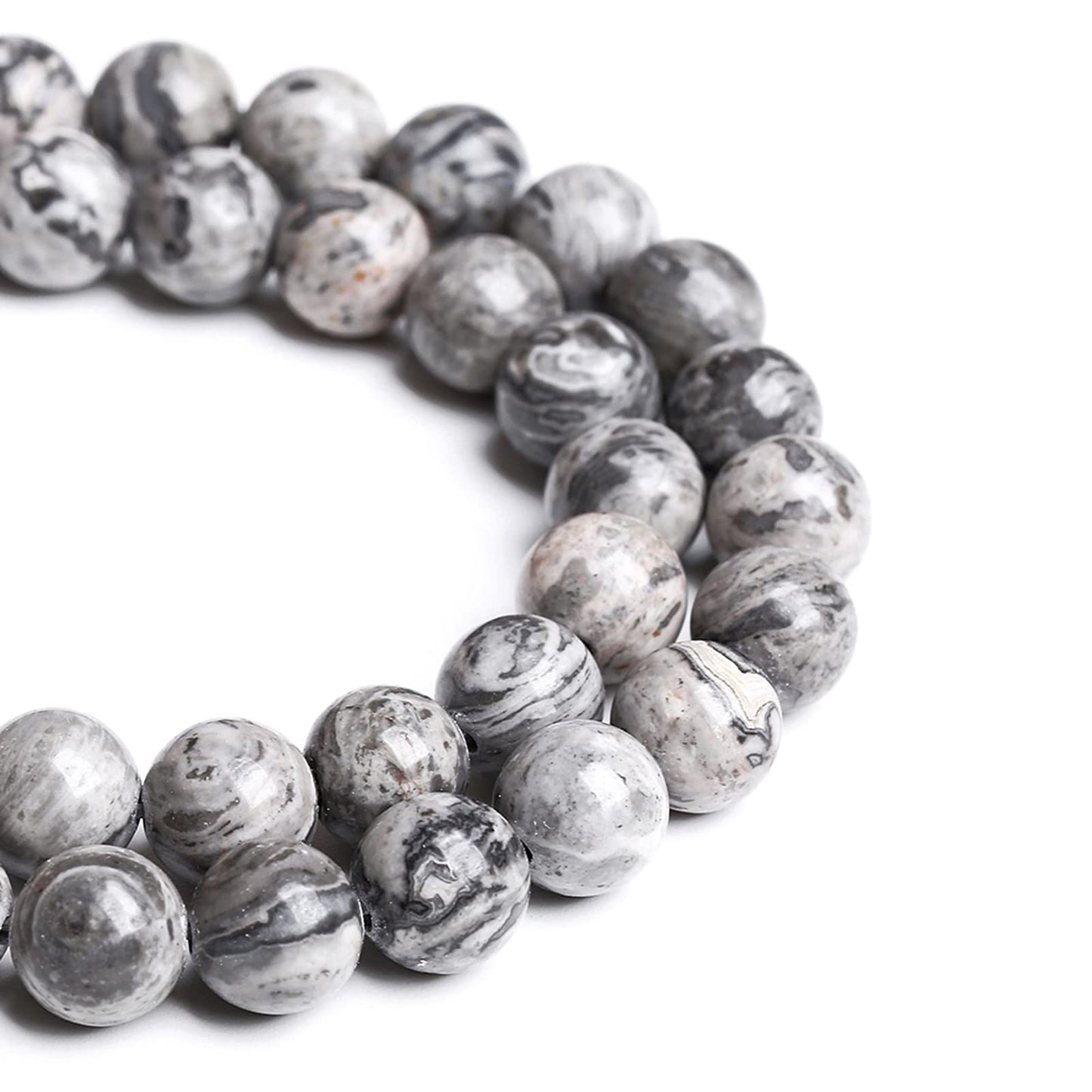 8MM 45PCS Natural Stone Map Jasper Loose Beads for Jewelry Making DIY Bracelet