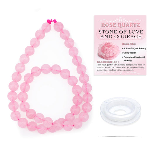 CMBYN Natural Stone Beads Round Genuine Real Stone Beading Strand Loose Gemstones DIY Smooth Bead for Bracelet Necklace Earrings Jewelry Making (Pink Quartz, 8mm 45 Pieces)
