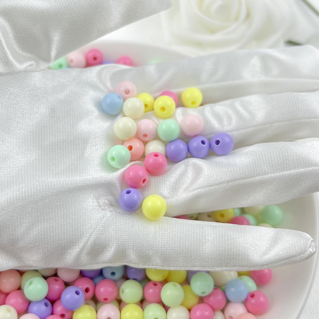 Mulutoo 400Pieces 8MM Acrylic Round Beads Round Acrylic Balls Chunky Beads Smooth Spacer Plastic Pastel Beads Craft Beads for Necklace and Bracelet Making Crafting Supplies(175-light Mixed Color)