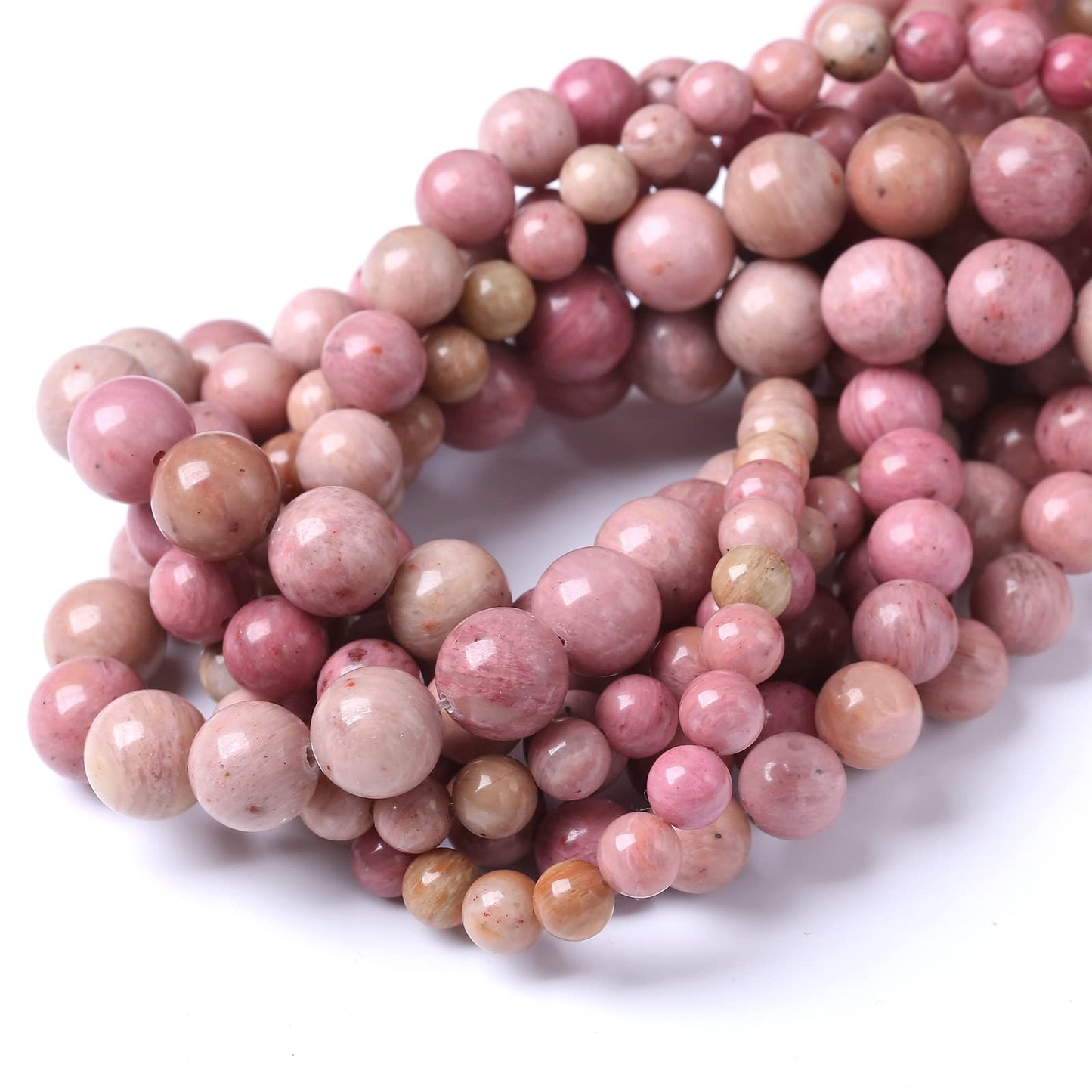36PCS 10MM Natural Rhodonite Beads Round Loose Stone Beads for Jewelry Making DIY Energy Stone Healing Power Bracelet 15"