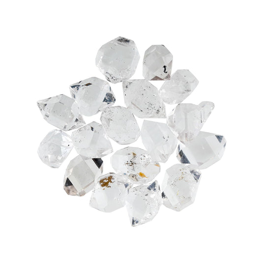 ColouredRocks (25 carats. A++ HERKIMER DIAMOND Crystals, Raw Stones, Rough Gemstones, Jewelry Making Supply, Cabbing, Polishing, Cutting, DIY, Crafts (14-16 pcs.) (5-7 mm.)