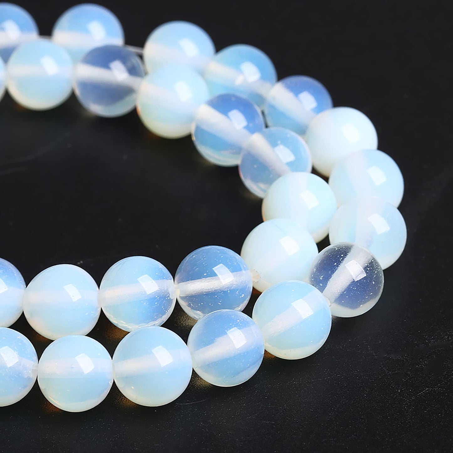 8MM 46PCS Natural Stone White Opal Quartz Loose Crystal Beads for Jewelry Making DIY Bracelet 1 Strand