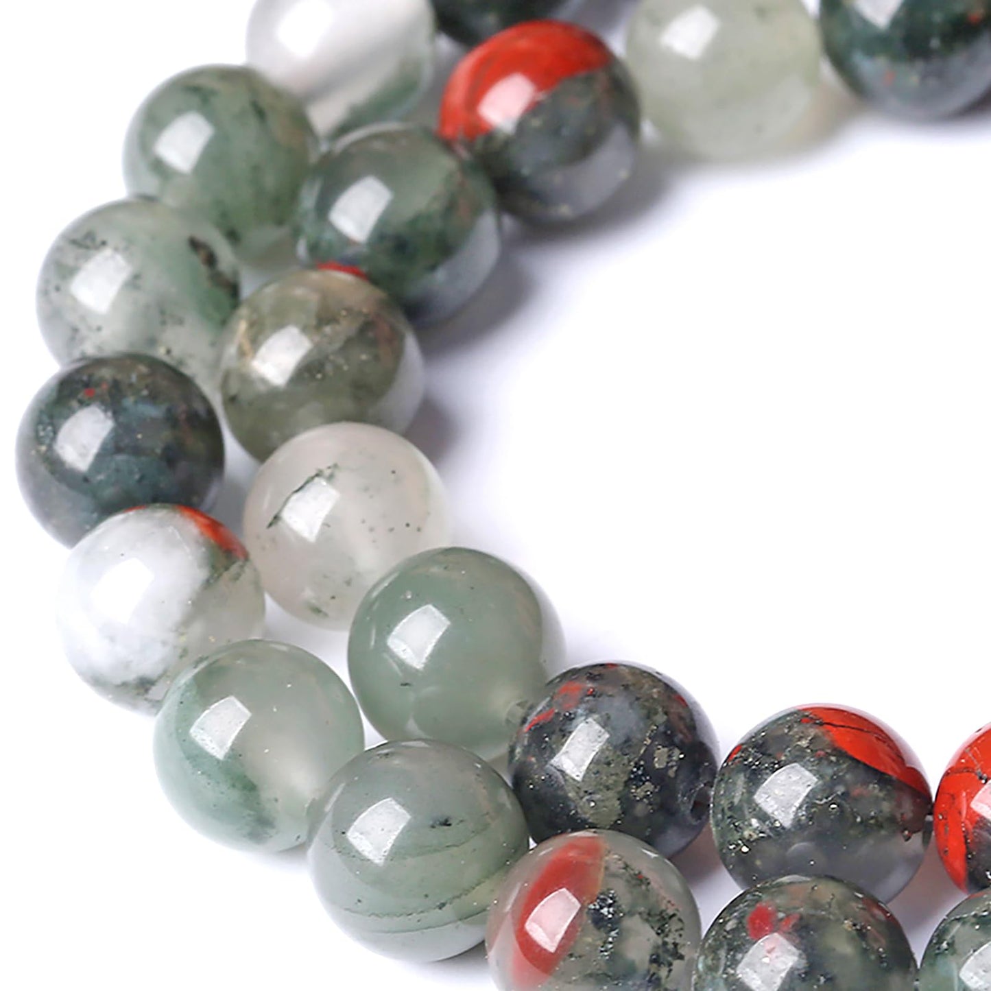 12MM Natural African Bloodstone Gemstone Round Beads Loose Spacer Stone Beads for Jewelry Making 32pcs 1 Strands 15"