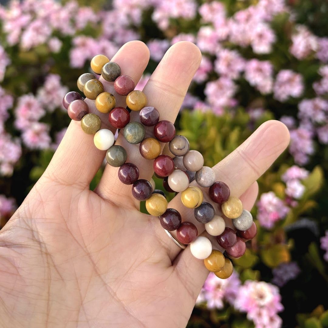 Adabele Real Natural Mookaite Jasper Gemstone Beaded Bracelet 8 inch Stretch Chakra Healing Crystal Stone Jewelry Women Birthday Gift (Unisex) GB8-C4
