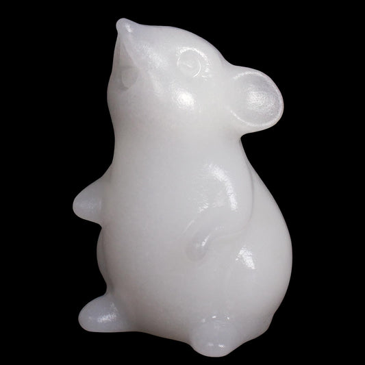 Ytbeoxk Handmade White Marble Crystal Mouse Figurine Natural Quartz Mouse Sculpture Wealth Attracting Feng Shui Decor Mini Desk Ornament Meditation Crystal Animal Mouse.
